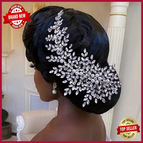Crystal Pearl Rhinestone Bridal Hair Comb Wedding Accessory Silver
